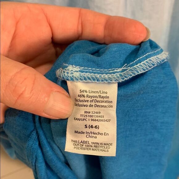 Time and Tru Blue Ombre Sleeveless Top linen blend size small summer - Picture 7 of 7